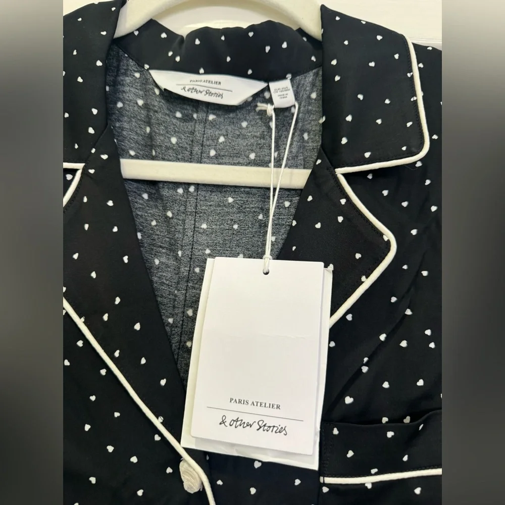 ⭐️& Other Stories all in one satin heart print pajamas XS/S NWT - Picture 4 of 7